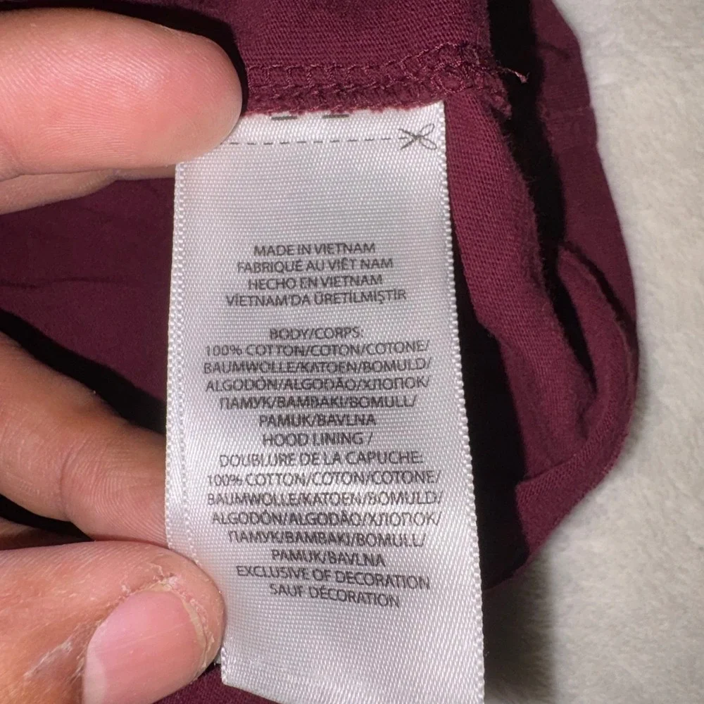 POLO RALPH LAUREN Hooded T-Shirt Mens‎ S Burgundy Long Sleeve Logo Spell Out
